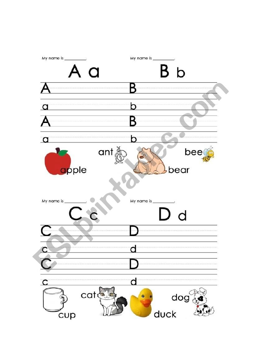 writing abcd worksheet