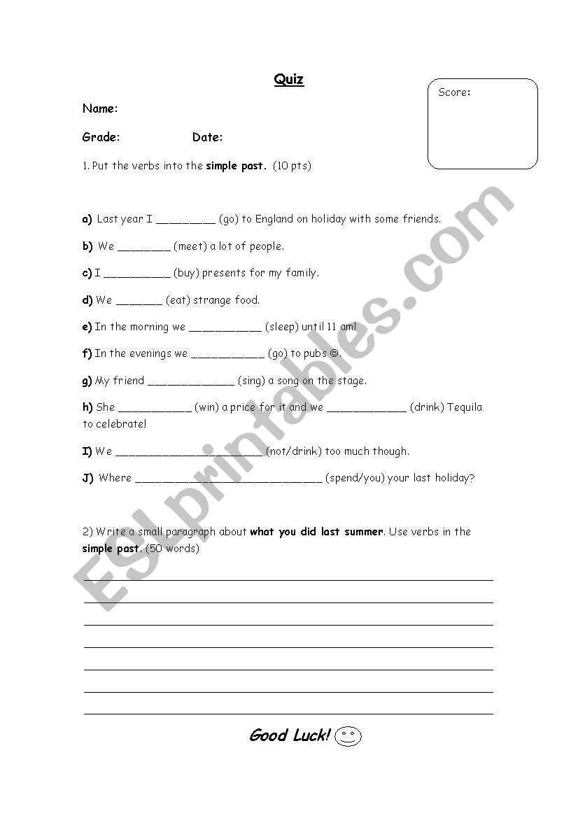 Short Quiz  worksheet