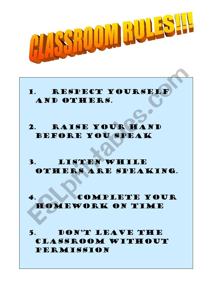 Classroom Rules worksheet