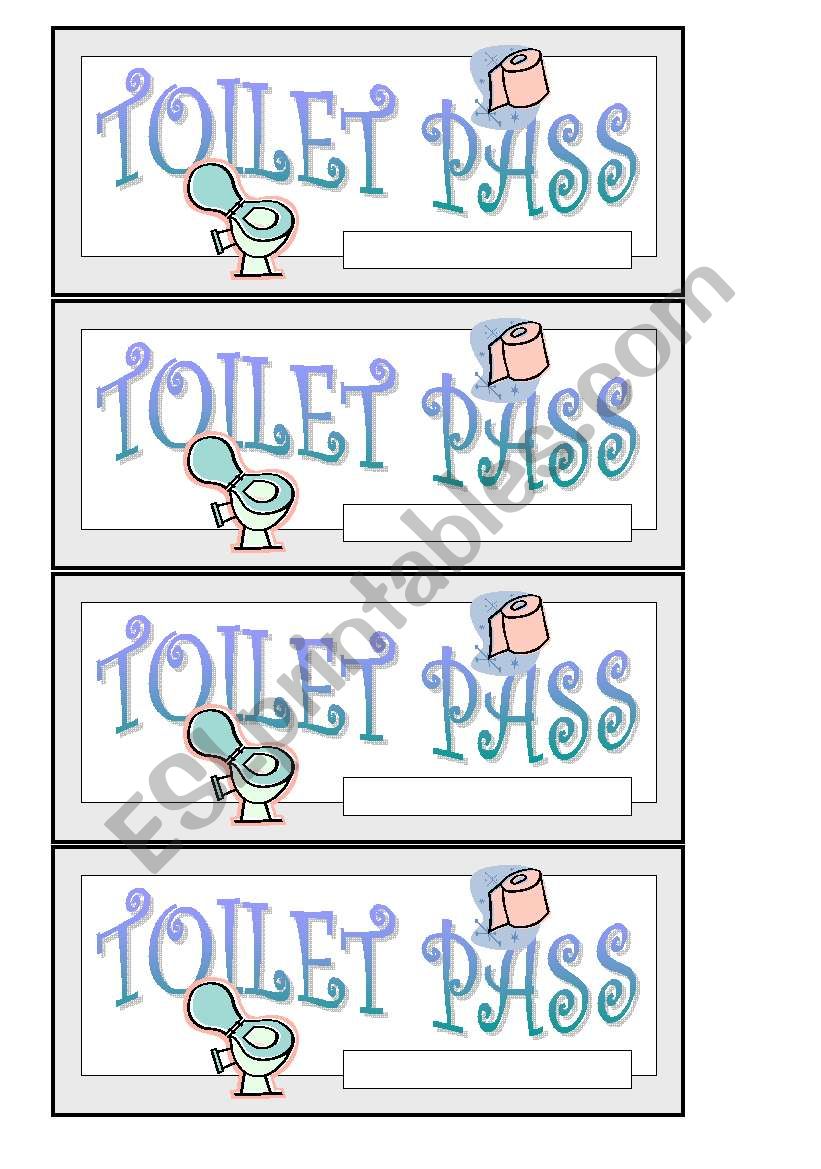 Toilet pass worksheet