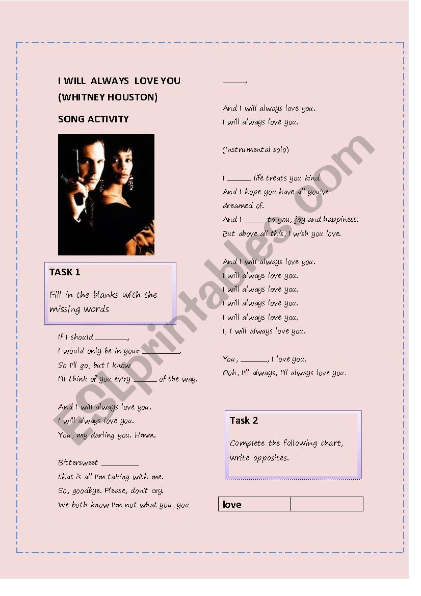 I will always love you song Activity