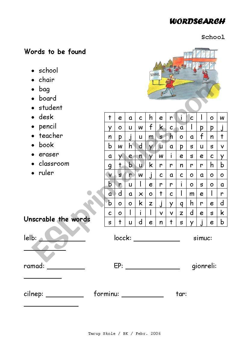 Wordsearch worksheet