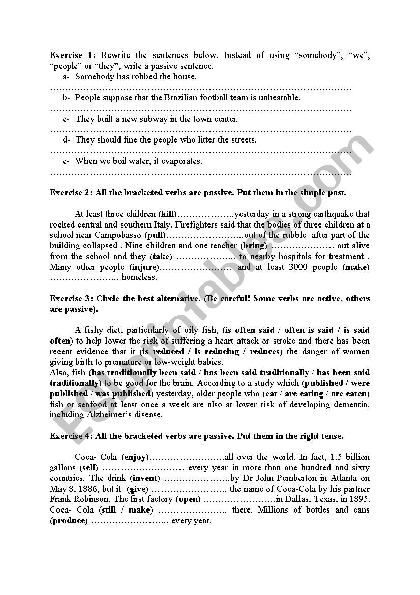 the passive practice worksheet