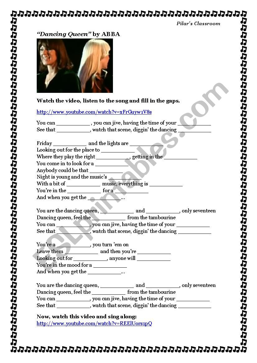 Dancing Queen - ABBA worksheet