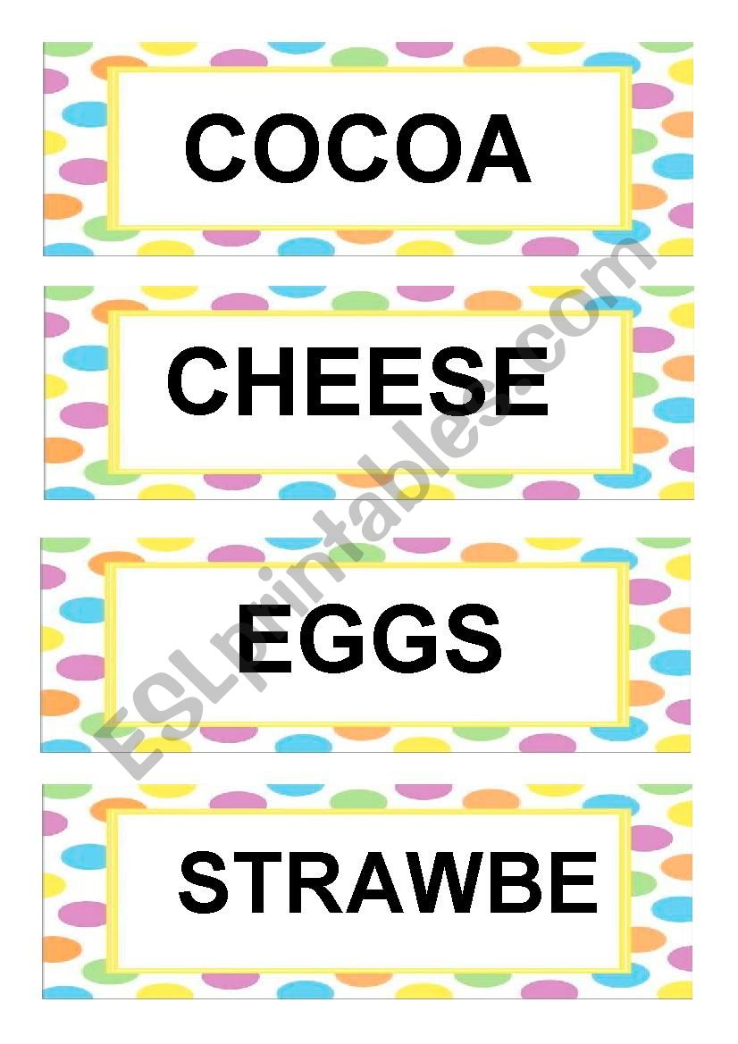 Food Flash-cards (2) worksheet