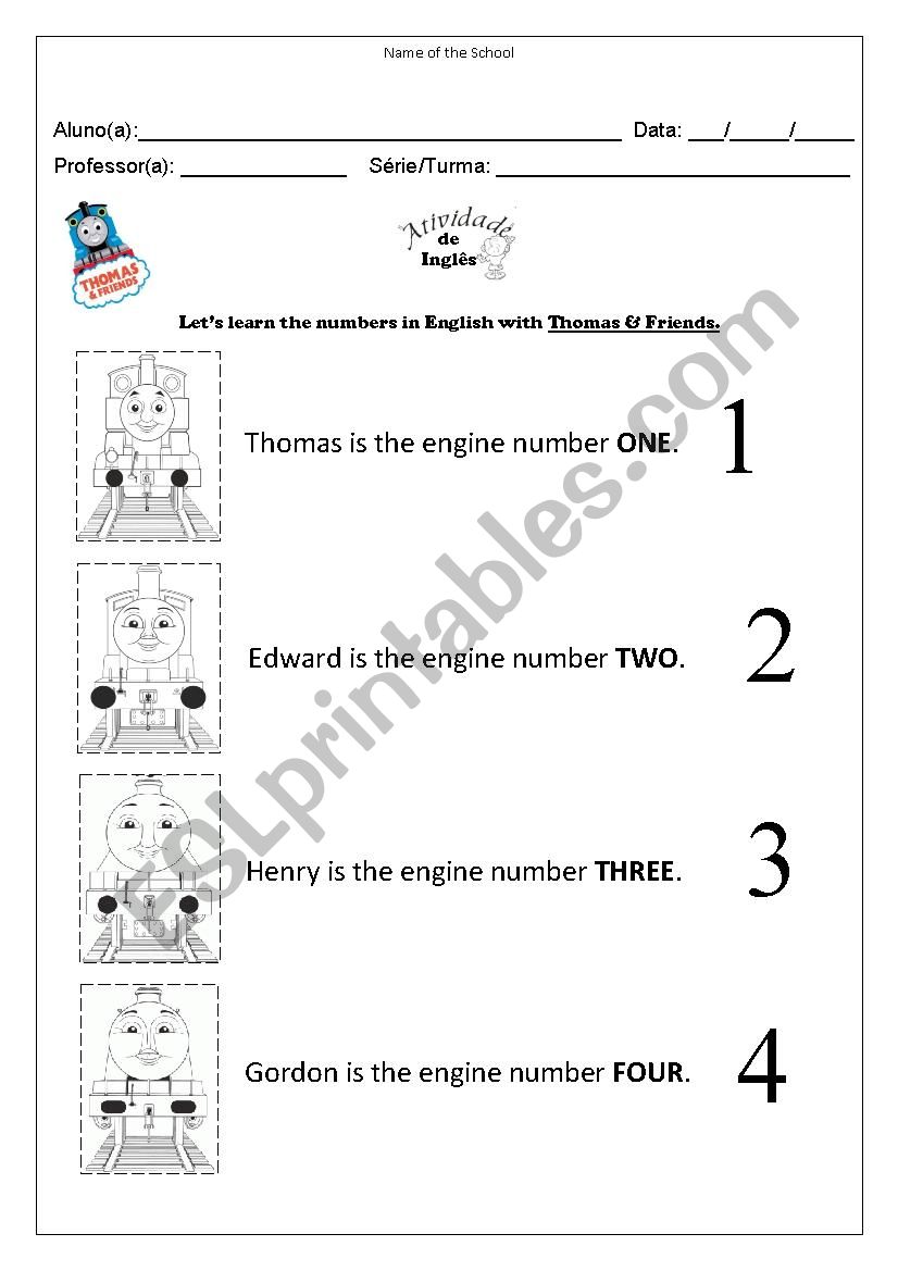 Thomas & Friends Numbers worksheet