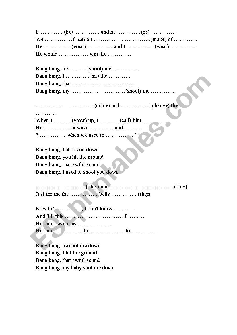 Bang Bang  worksheet