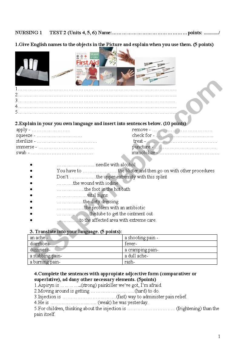 Nursing 1 worksheet