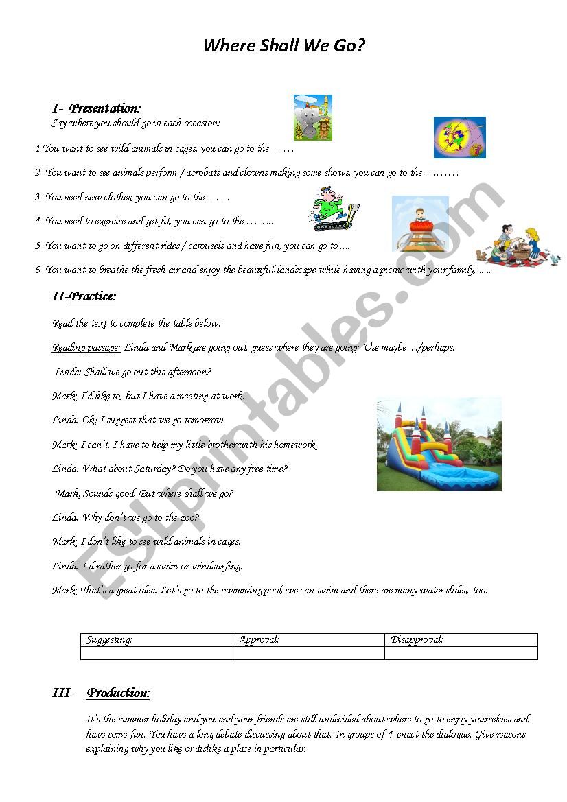 Where Shall We Go? worksheet