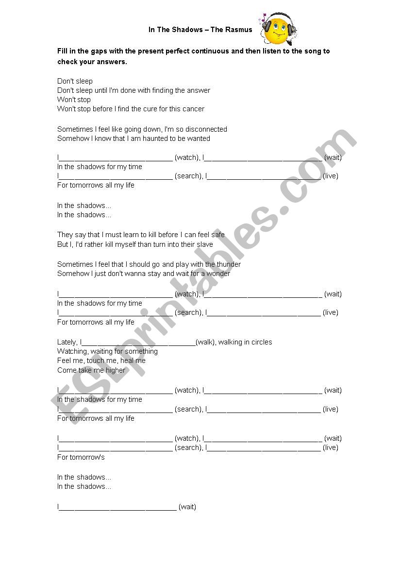 song activity - present perfect continuous