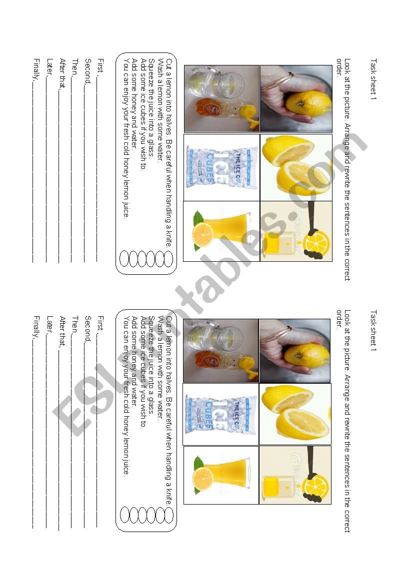 preparing food worksheet