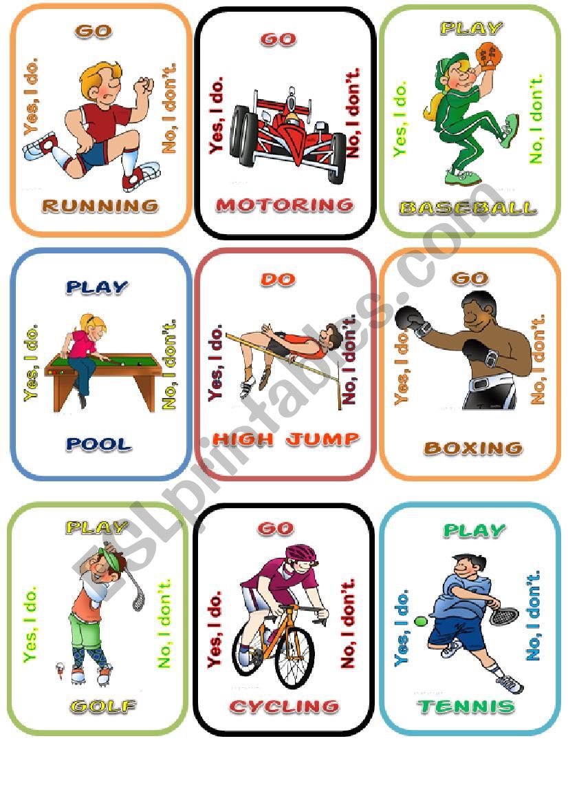 Sports Go fish 2 worksheet