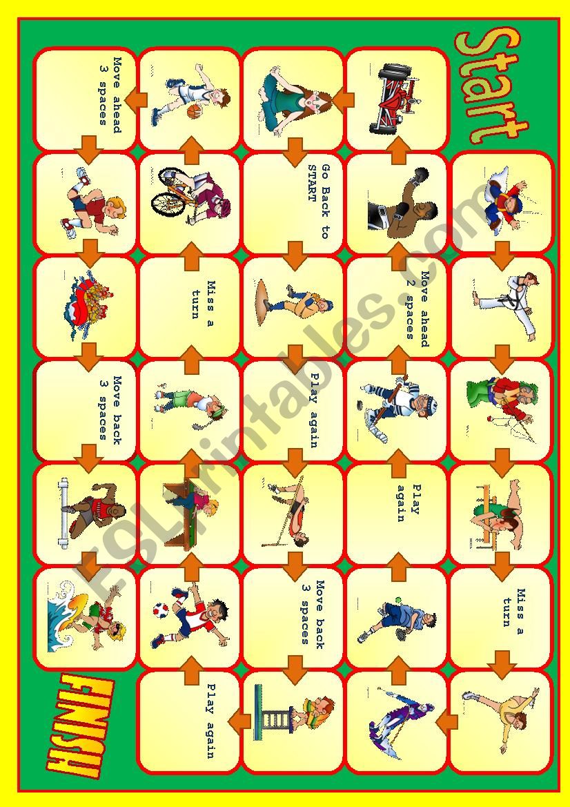 Sport board game worksheet