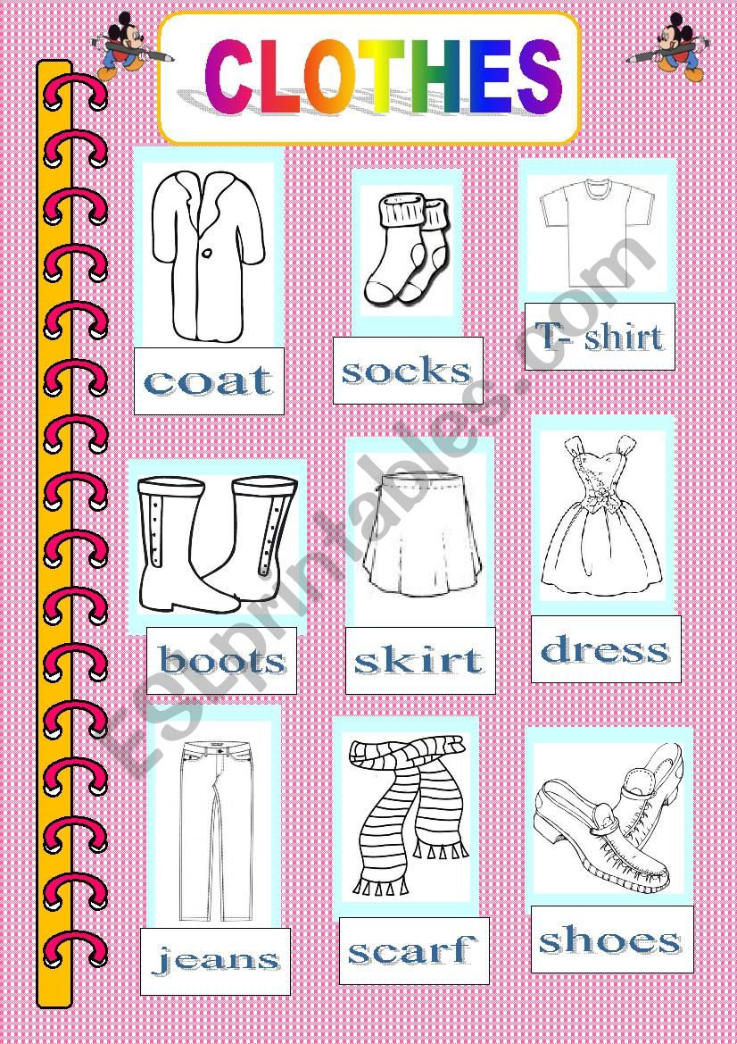 clothes pictionary worksheet