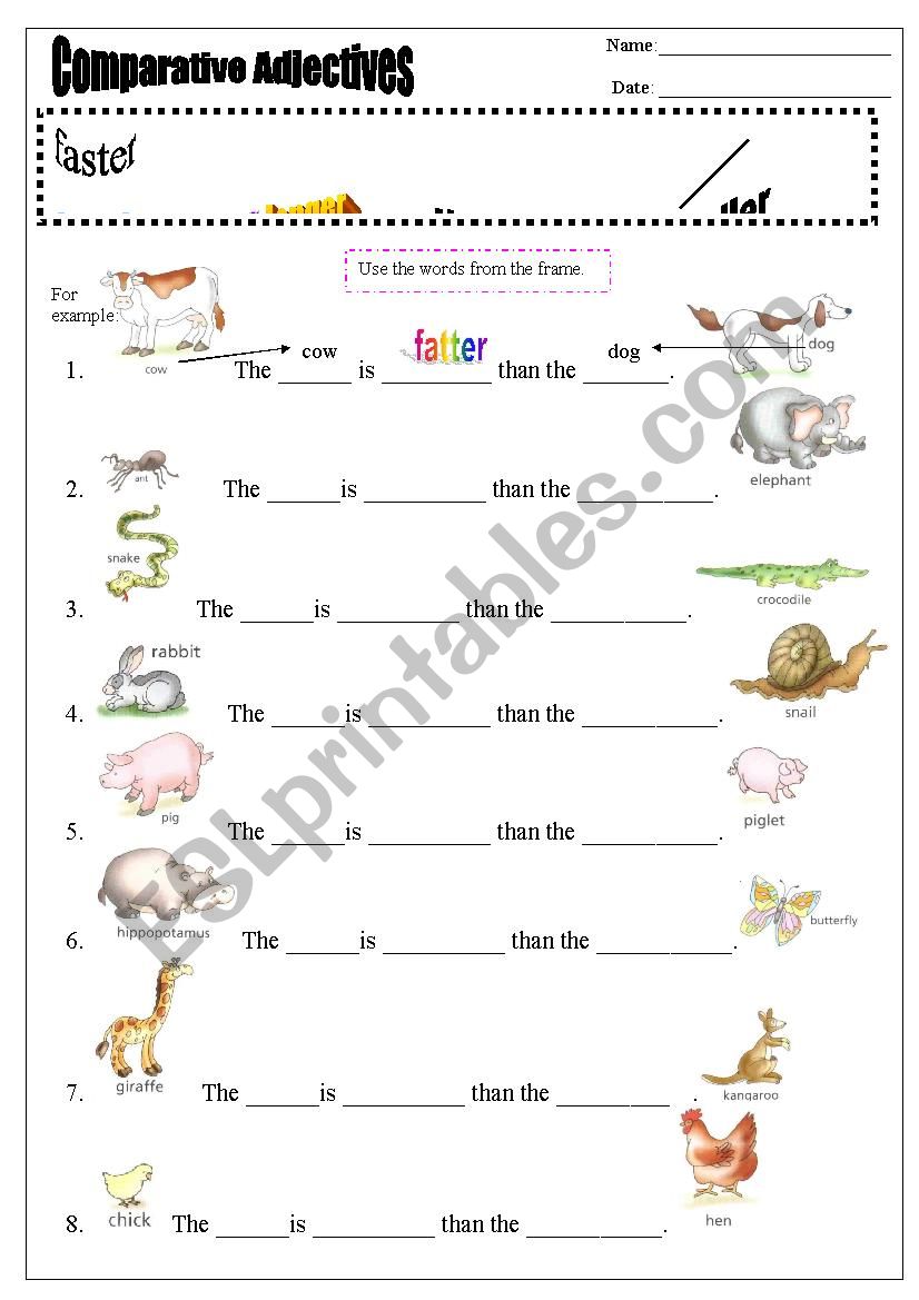 Comparative Adjectives worksheet