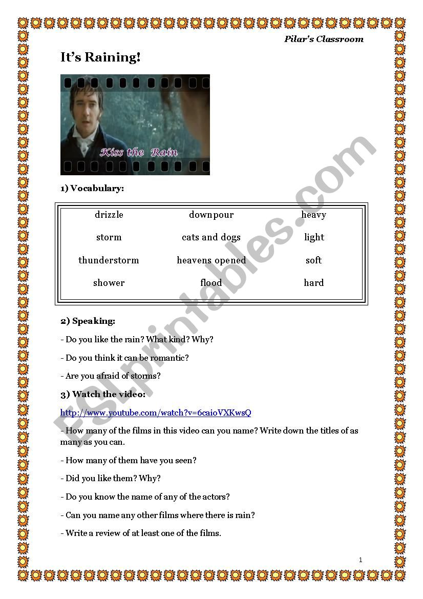 ItÂ´s Raining worksheet