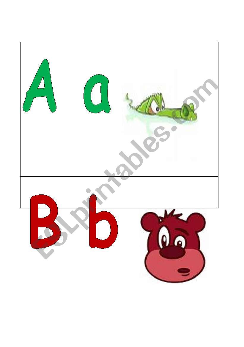 flashcards a-f colour animals worksheet