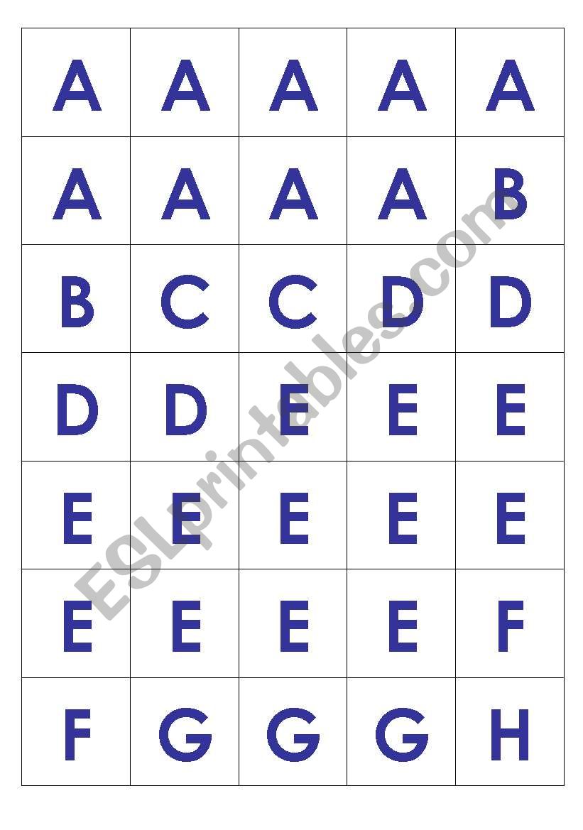 Scrabble Tiles (upper case) - ESL worksheet by ezekieljames