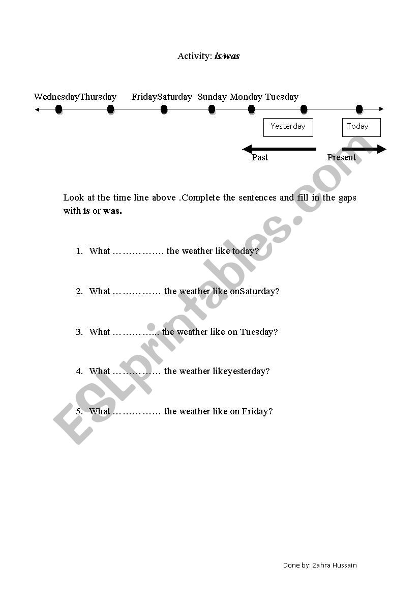 is/was worksheet