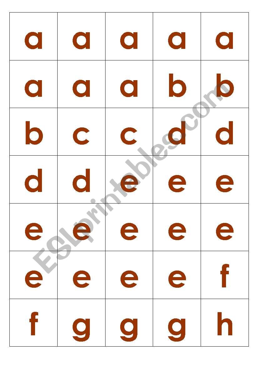 Scrabble Tiles (lower case) worksheet