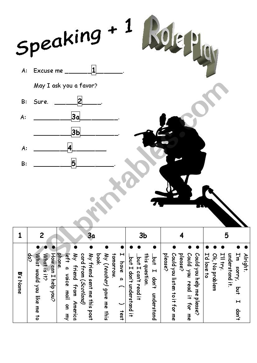 phone role call worksheet