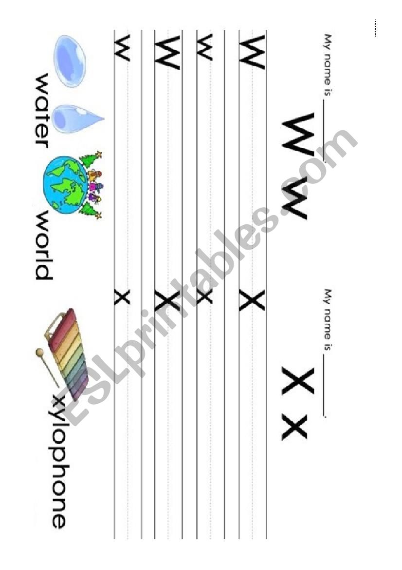 writing alphabet wxyz worksheet