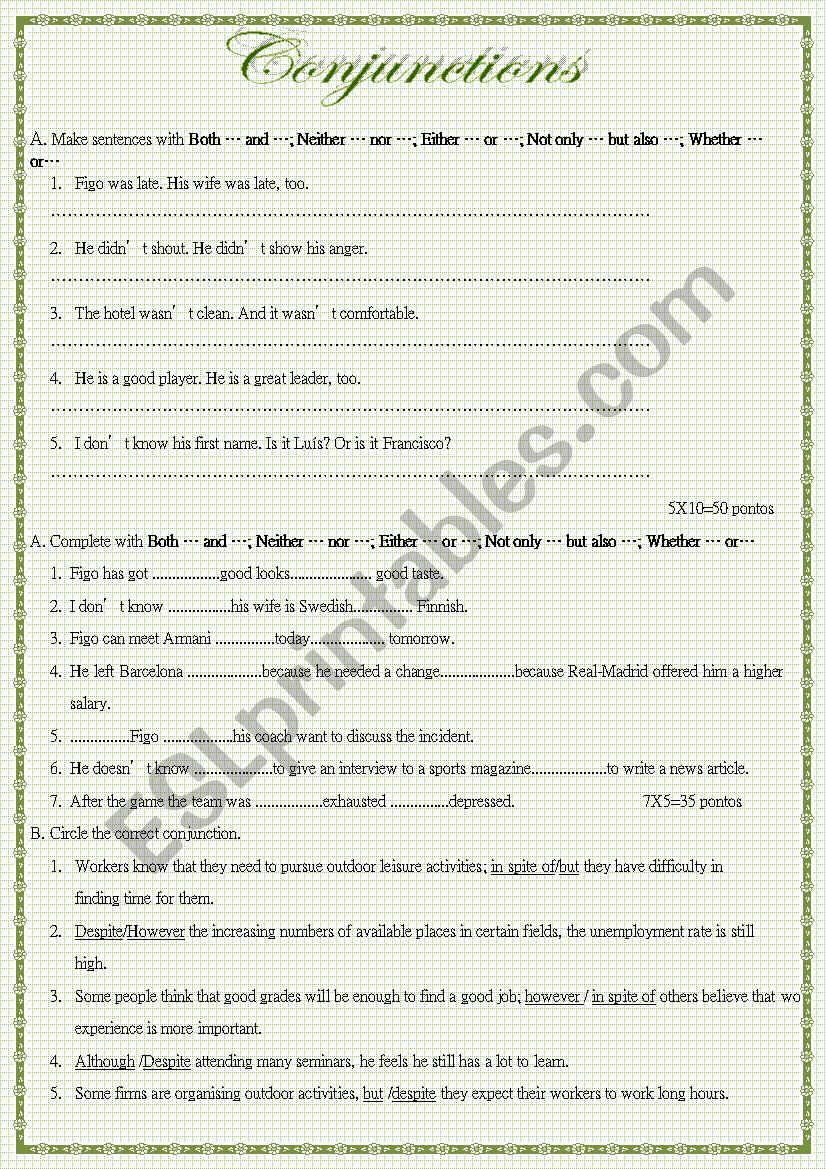 Conjunctions worksheet