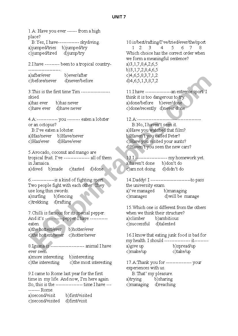 Present Perfect Tense- spot on 3  unit 7