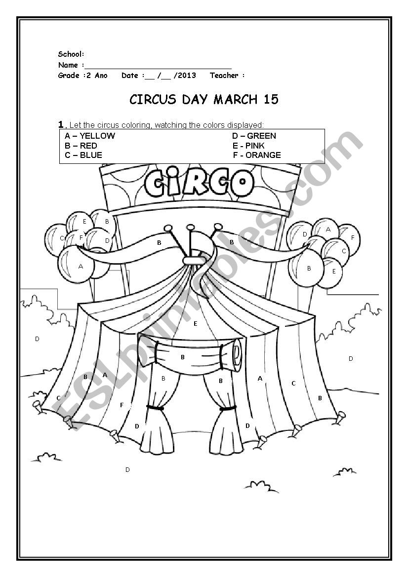 circus day worksheet