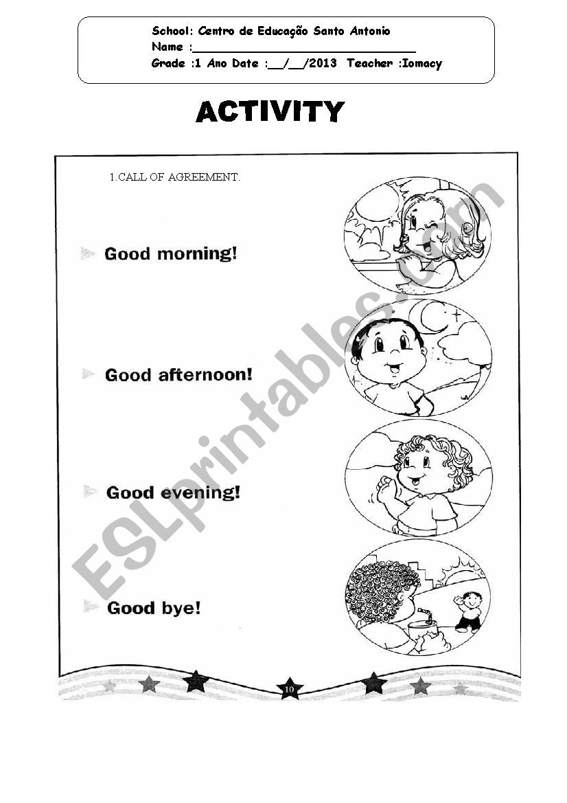 GREETINGS worksheet