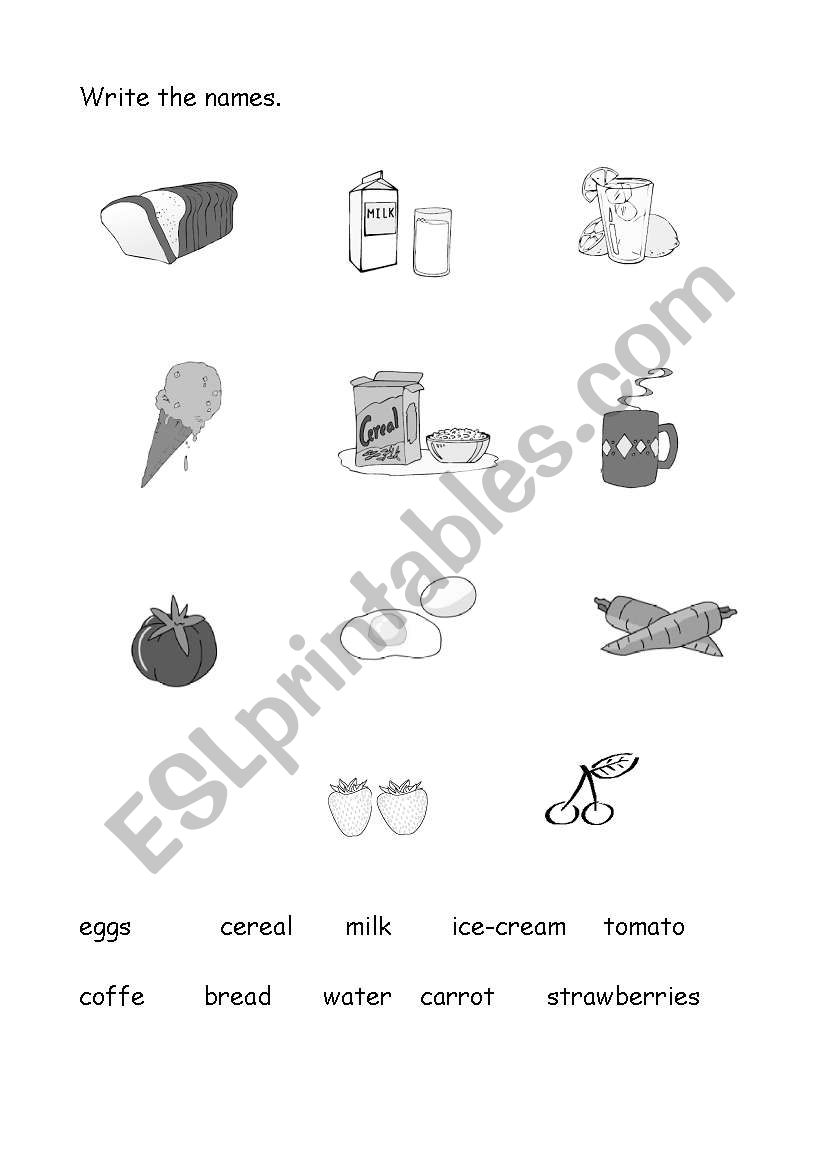 food2 worksheet