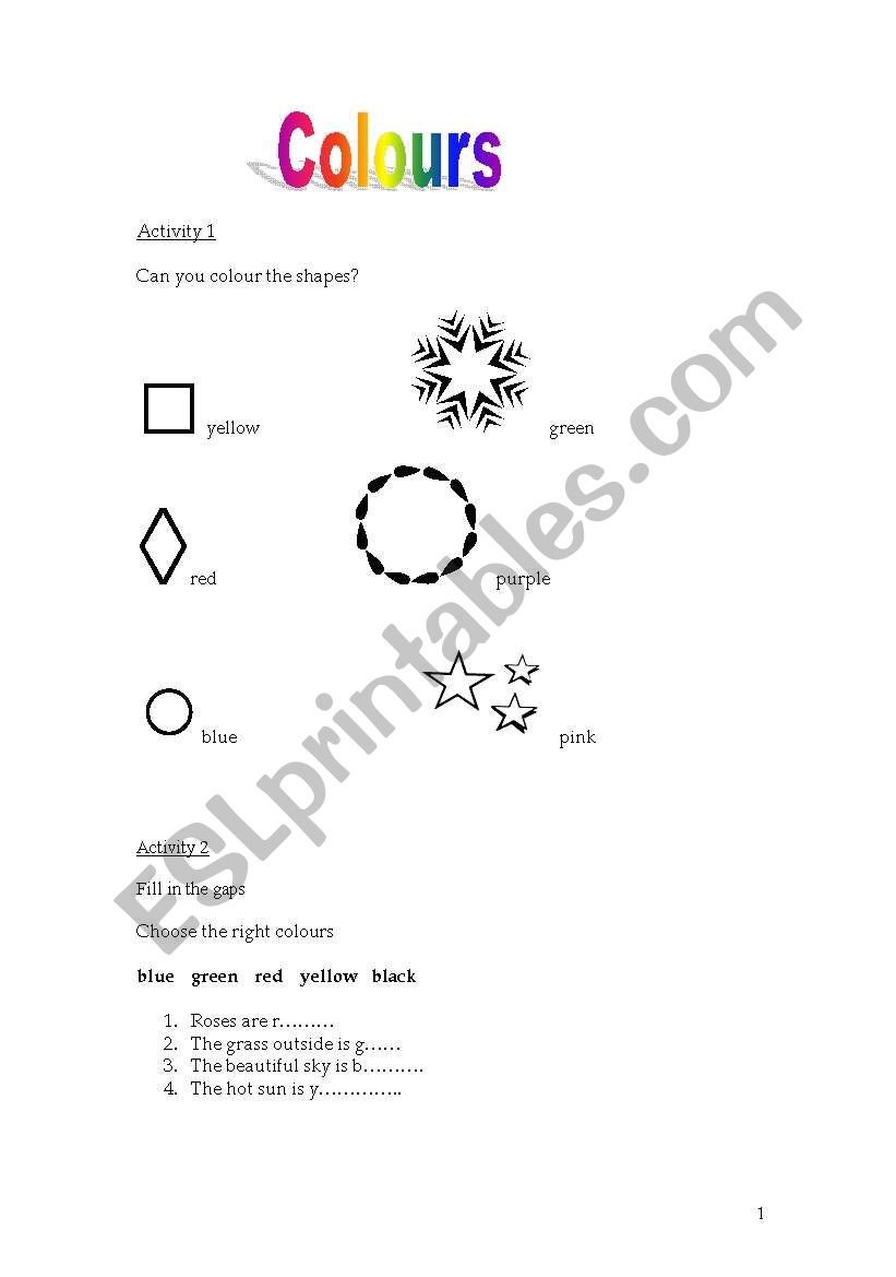 Colours worksheet