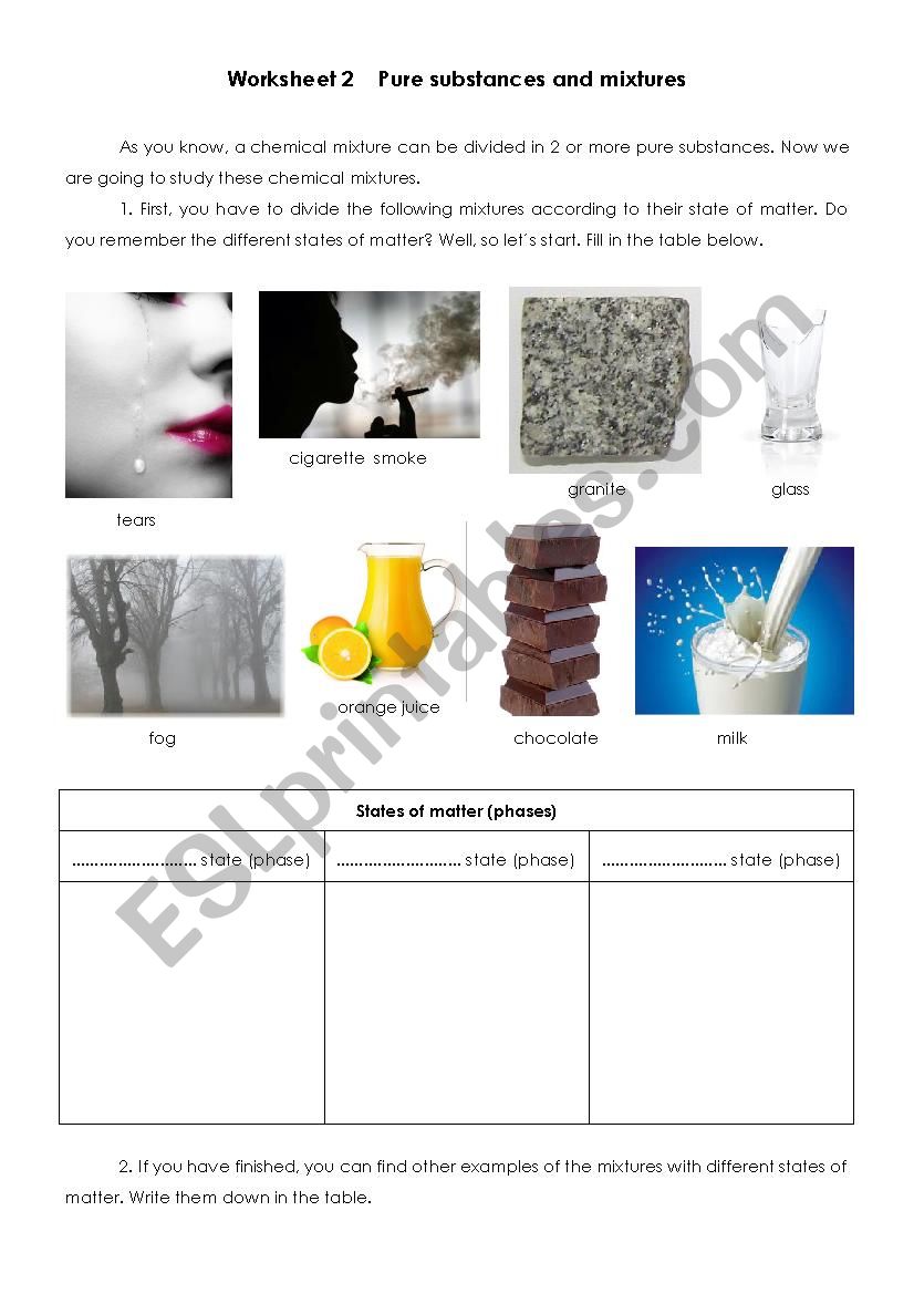 substances - ESL worksheet by glamorouslu