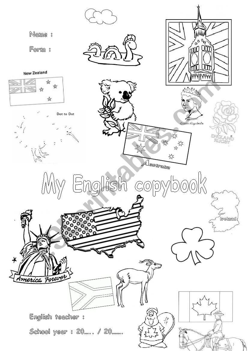 Front page copybook worksheet