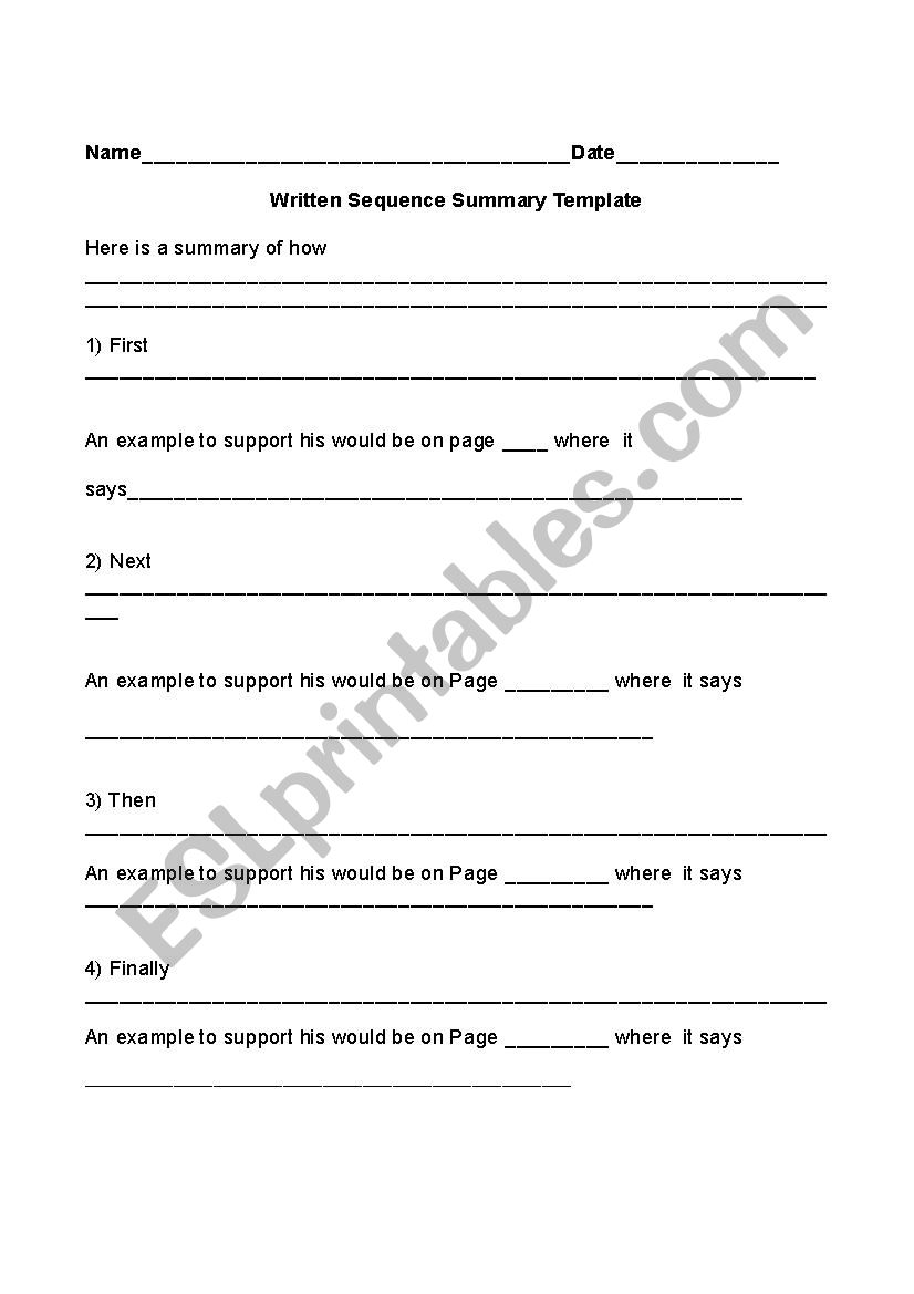 Sequencing and Summarizing Outline 