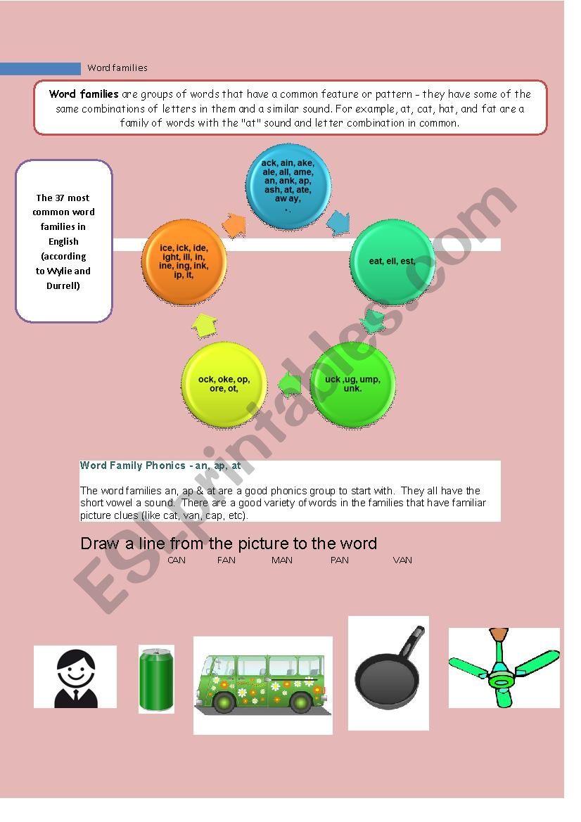 WORD FAMILIES worksheet