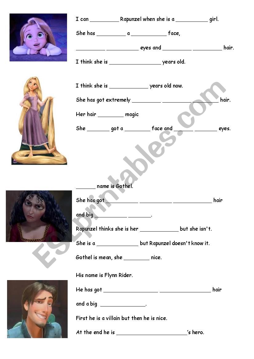 Rapunzel movie extract worksheet