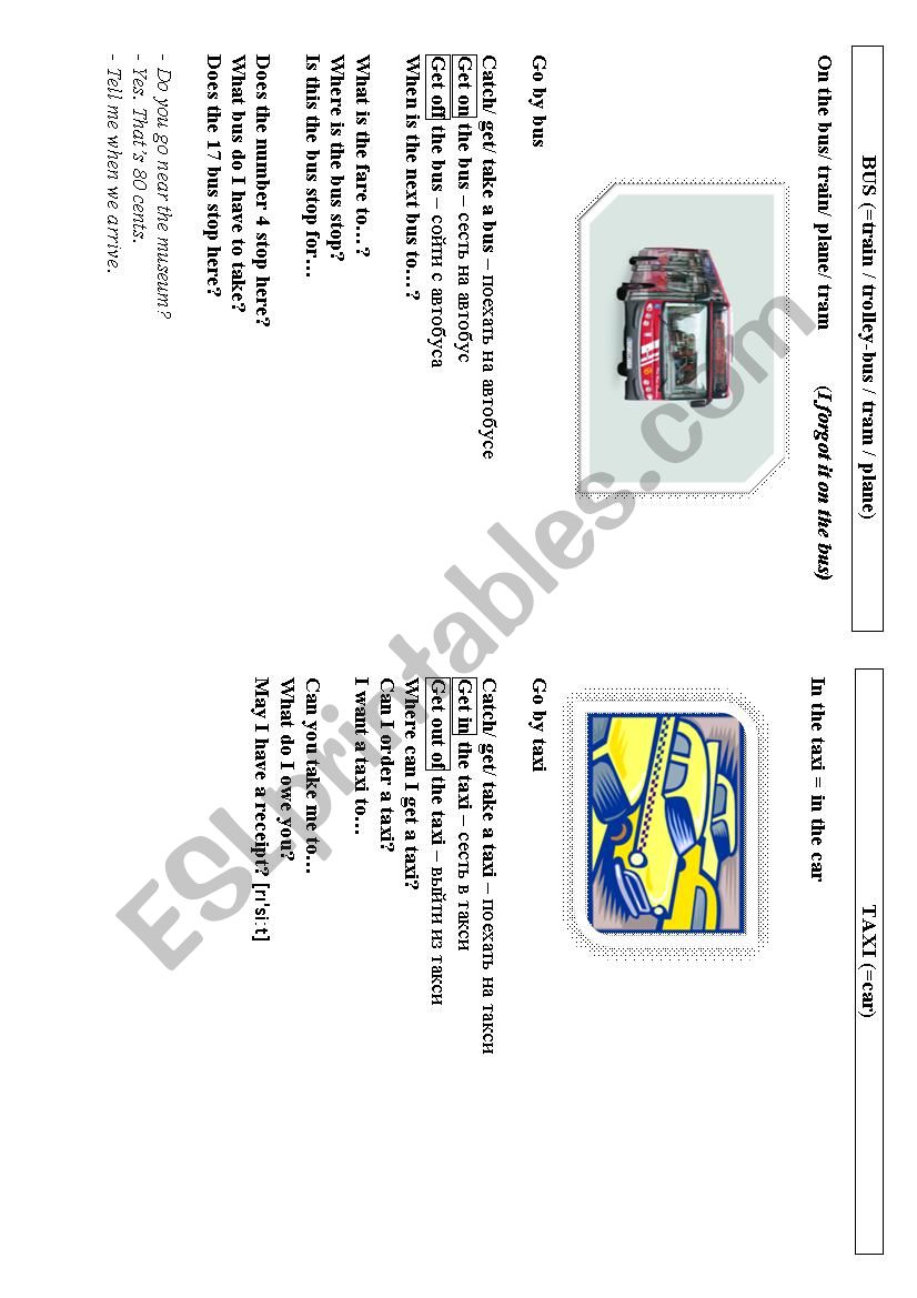 Getting around - part 2 worksheet