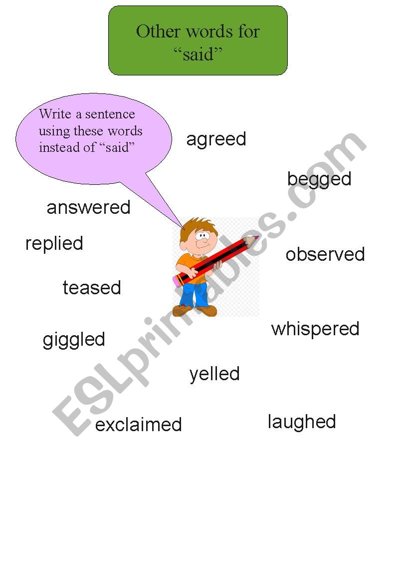 Other words for said worksheet