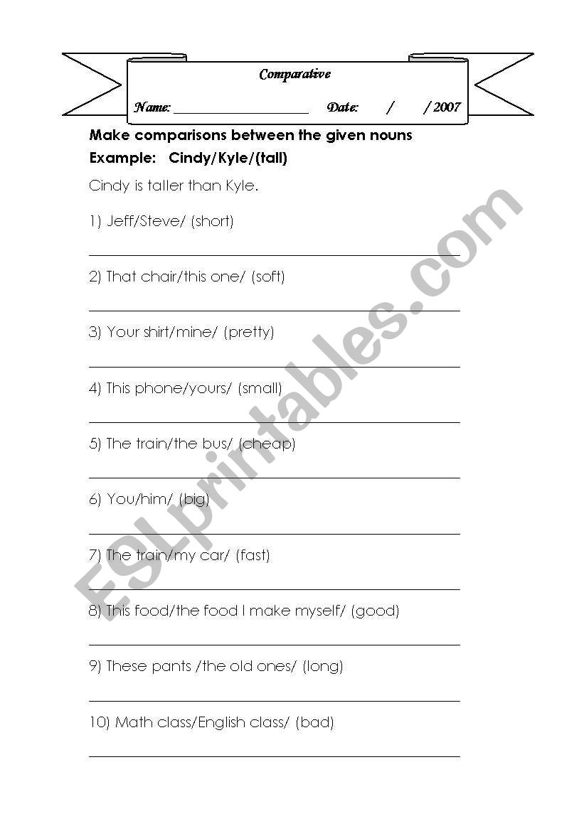 comparative worksheet