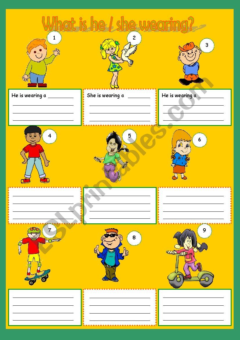 What is he / she wearing? worksheet