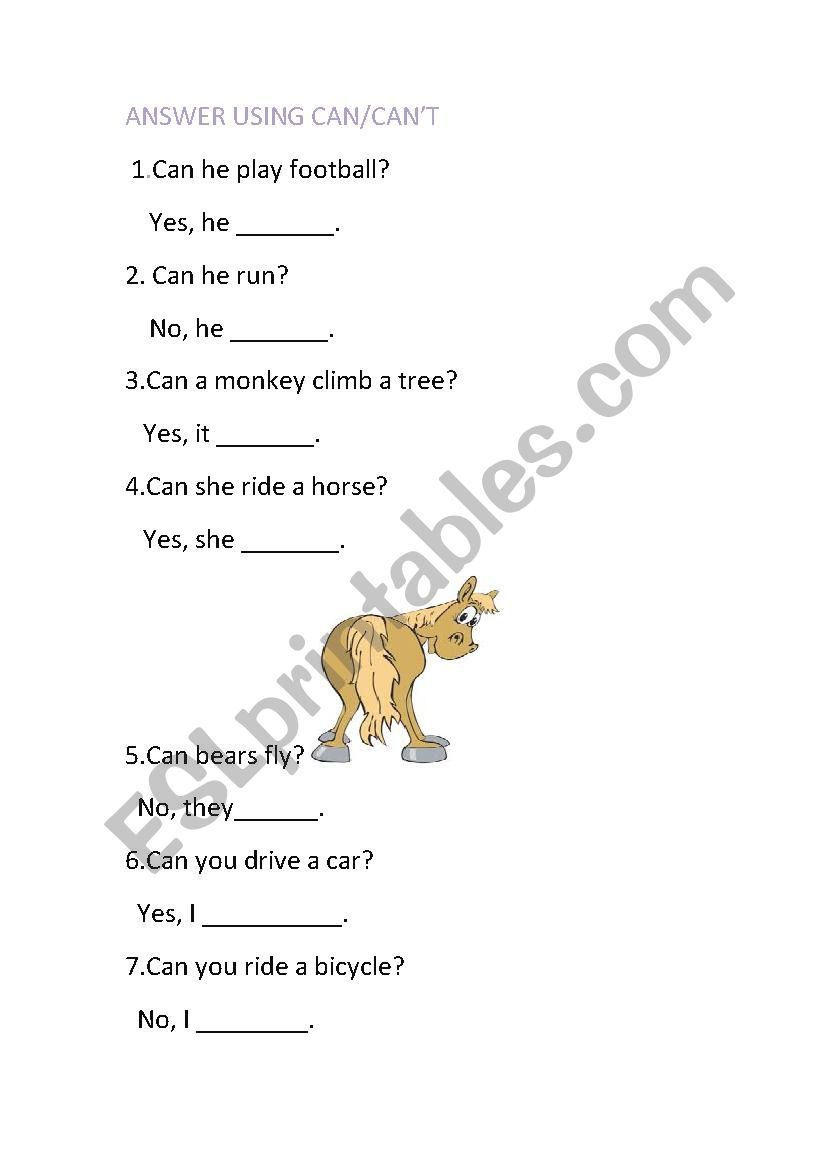 using can/cant worksheet