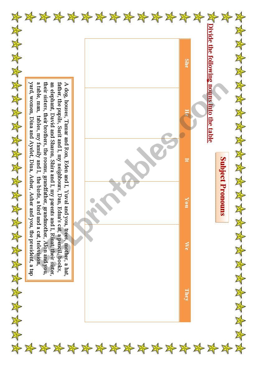 Subject Pronouns worksheet
