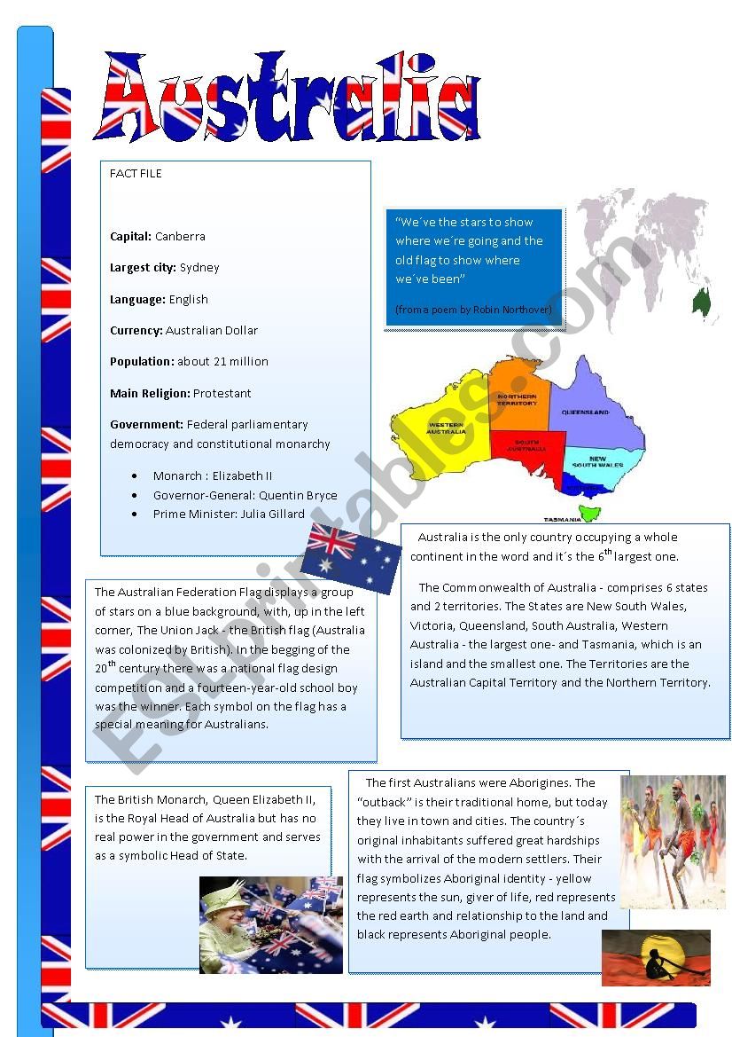 Australia - ESL worksheet by miss_oy