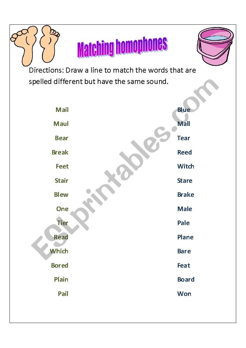 Phonetics: Match the homophones