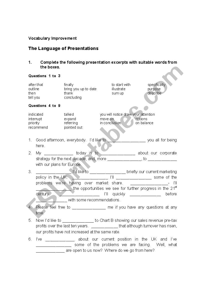 Business English  worksheet