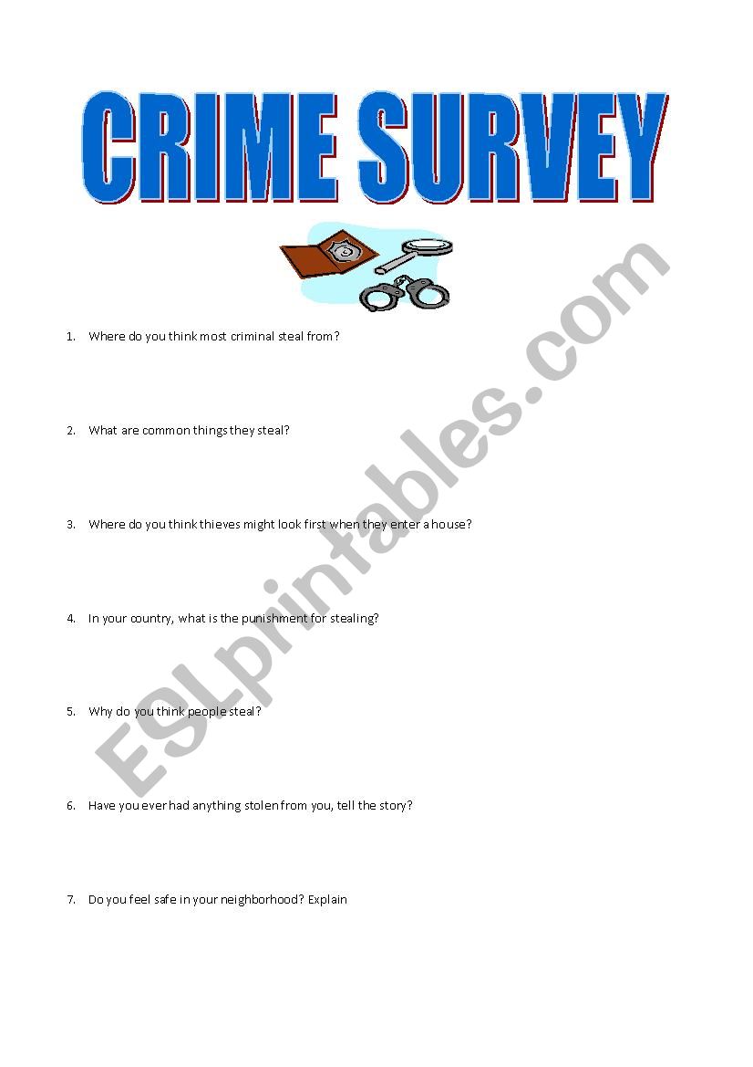 Crime Survey worksheet