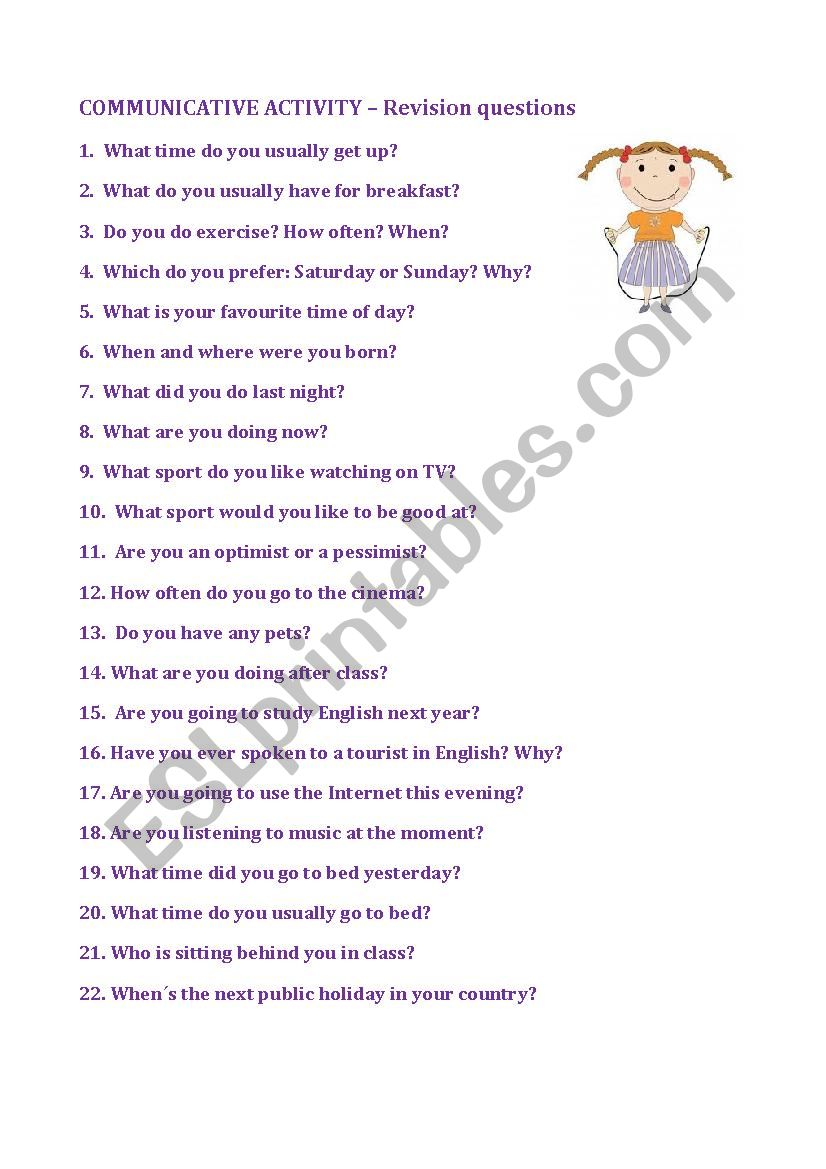 Communicative activity - questions