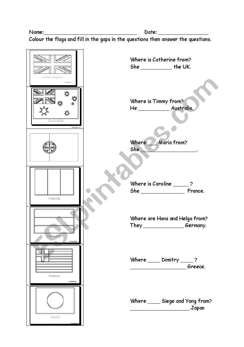 Where are you from? worksheet