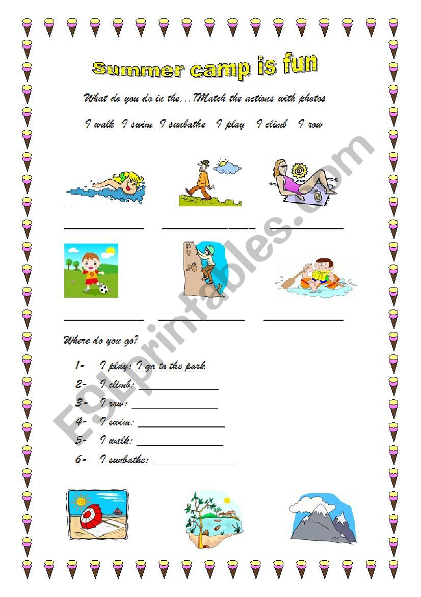 Summer places-vocabulary 3 worksheet